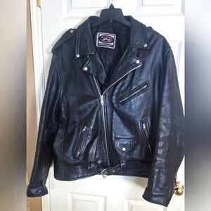 RiverRoad mens black leather jacket